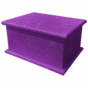 Sparkling Amethyst Purple Glitter Wood Wooden Ashes Casket, Funeral Urn Cremation for Ash Burial